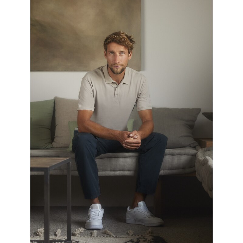 Beige Mens Polo Shirt Pure Organic Russell 50513467