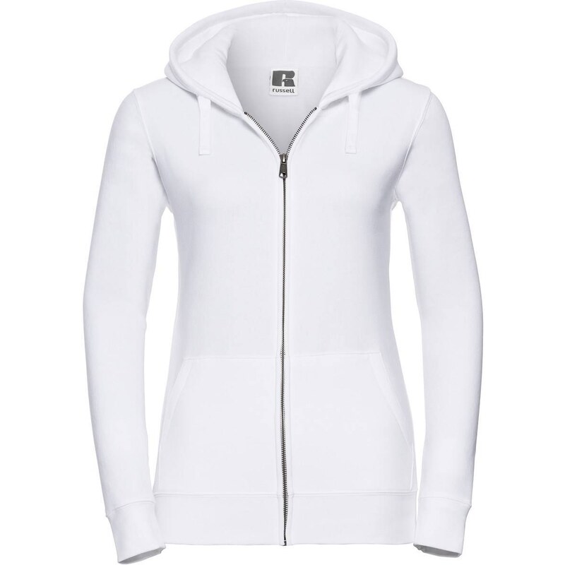 White womens sweatshirt with hood and zipper Authentic Russell 50634419
