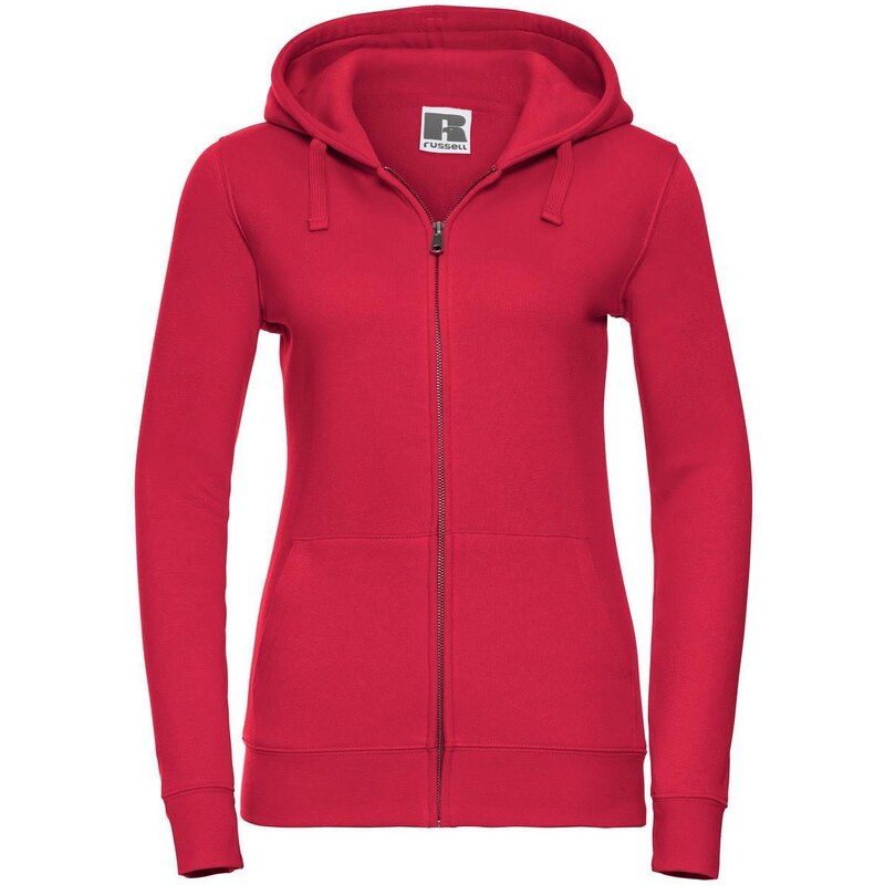 Red womens sweatshirt with hood and zipper Authentic Russell 50541775