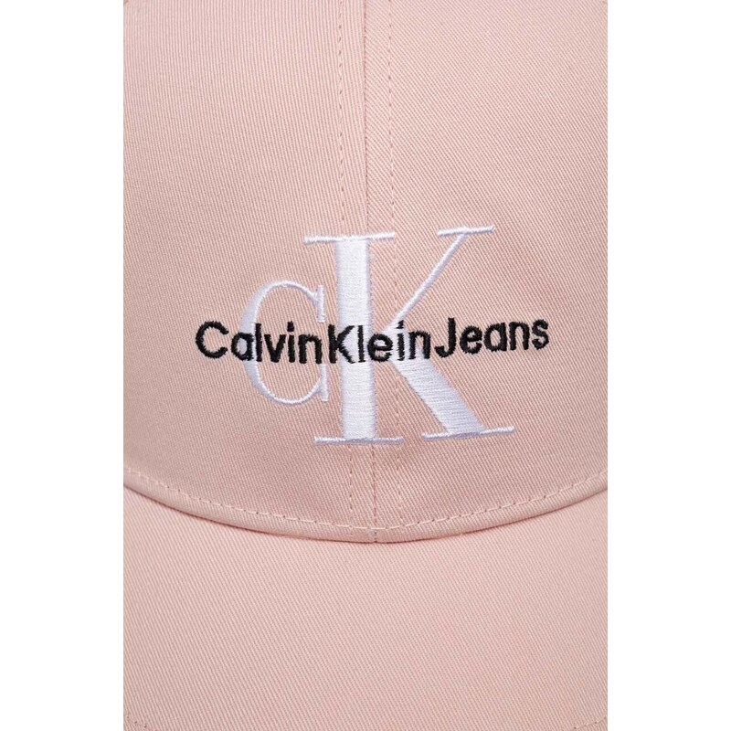 Bavlnená šiltovka Calvin Klein Jeans ružová farba,s nášivkou,K60K610280