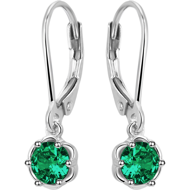 Beneto Slušivé strieborné náušnice so zelenými zirkónmi AGUC3340-GR 66590870