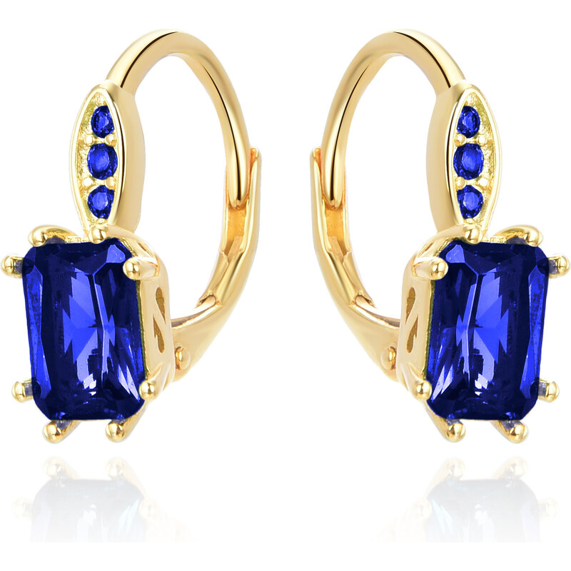 Beneto Strieborné náušnice s modrým kryštálom AGUC3350DB-GOLD 66583910