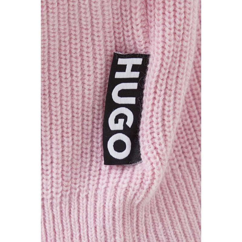 Kardigán s prímesou vlny HUGO ružová farba