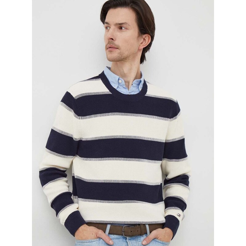 Bavlnený sveter Tommy Hilfiger tmavomodrá farba,MW0MW33517
