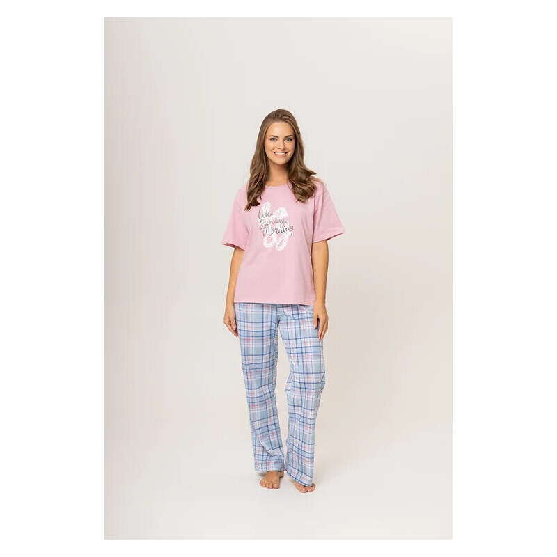 Dámske pyžamo 160/020 ružová s károm - Karol 49777423