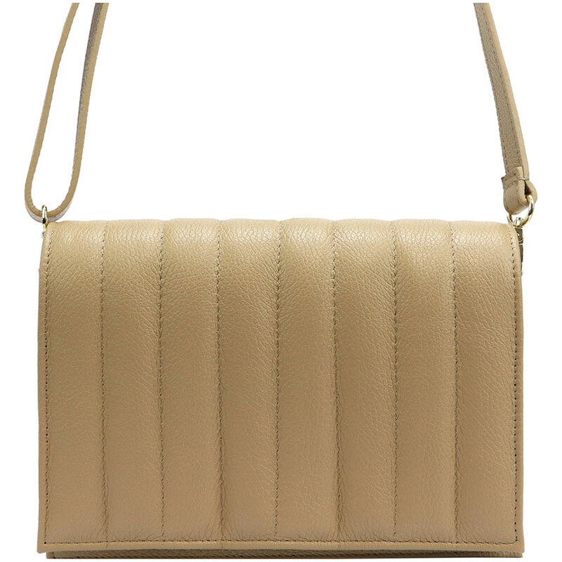 Gregorio Béžová prešívaná kožená crossbody kabelka L31179 46750293