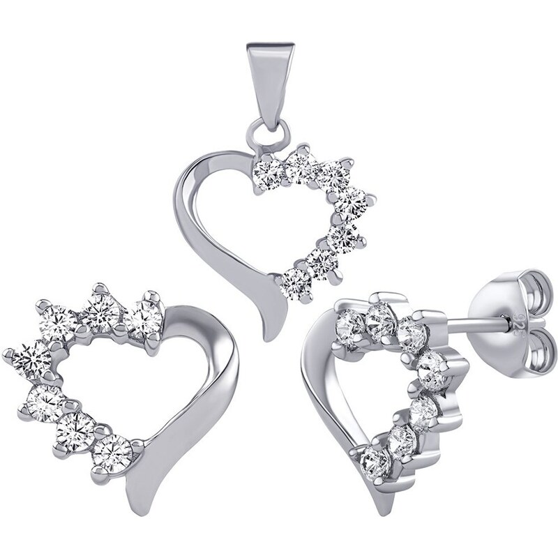 Ligot Strieborný obľúbený srdiečkový set so zirkónmi JJJS582 46719606