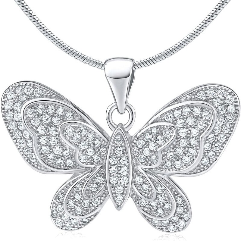Ligot Strieborný prívesok motýlik s mikro-zirkónmi SHZP570 46719713