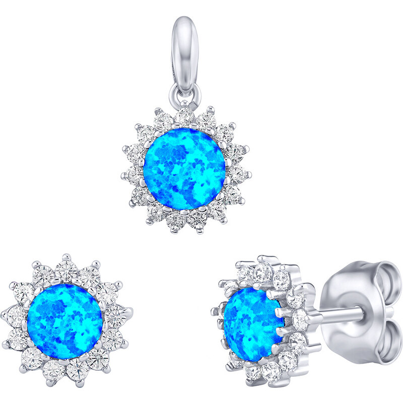 Ligot Strieborný opálový set ZAHARA - náušnice a prívesok JJJS2488BP 46719787