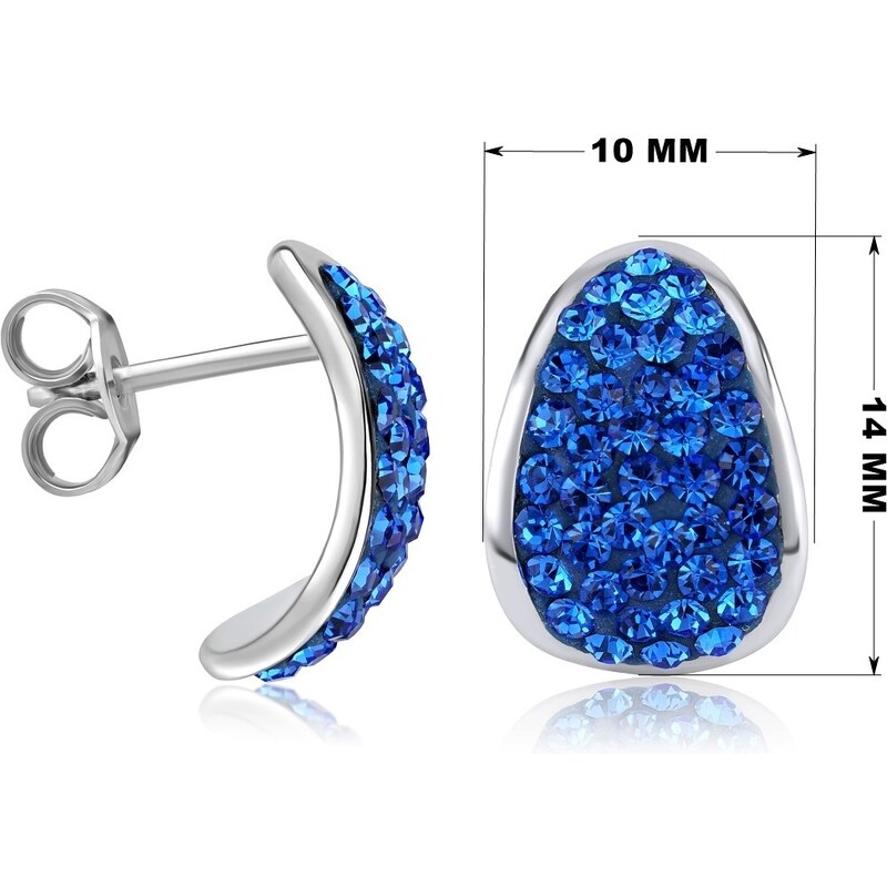 Ligot Strieborné náušnice so Swarovski Crystals 14 mm modré SILVEGOBD36093