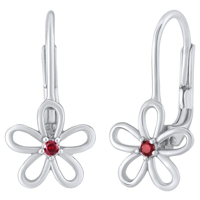 Ligot Strieborné náušnice - kvet s červeným zirkónom SILVEGOB31857R 46719838