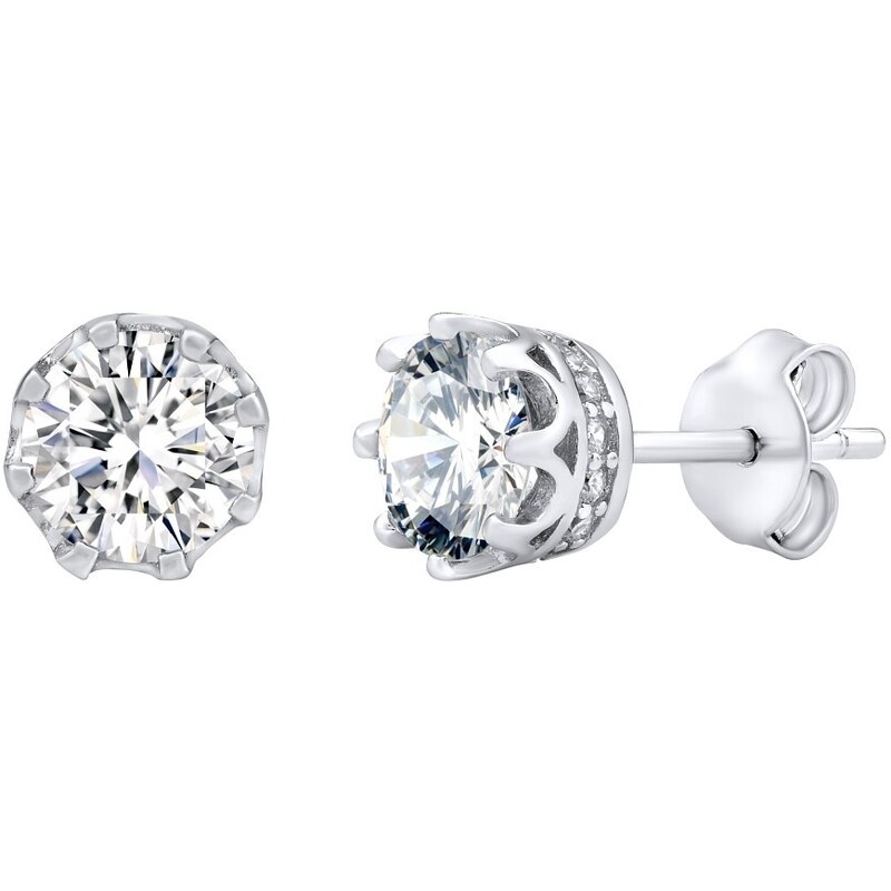 Ligot Strieborné náušnice QUEEN číre zirkónové na puzety LPS1410E 46719910