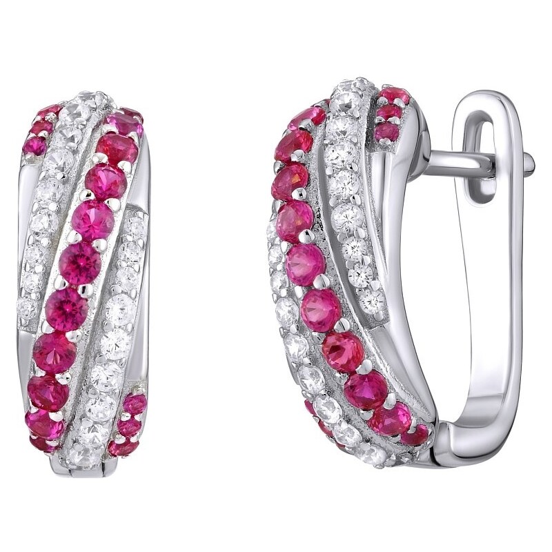 Ligot Strieborné náušnice so syntetickými rubínmi MW14168R 46720007
