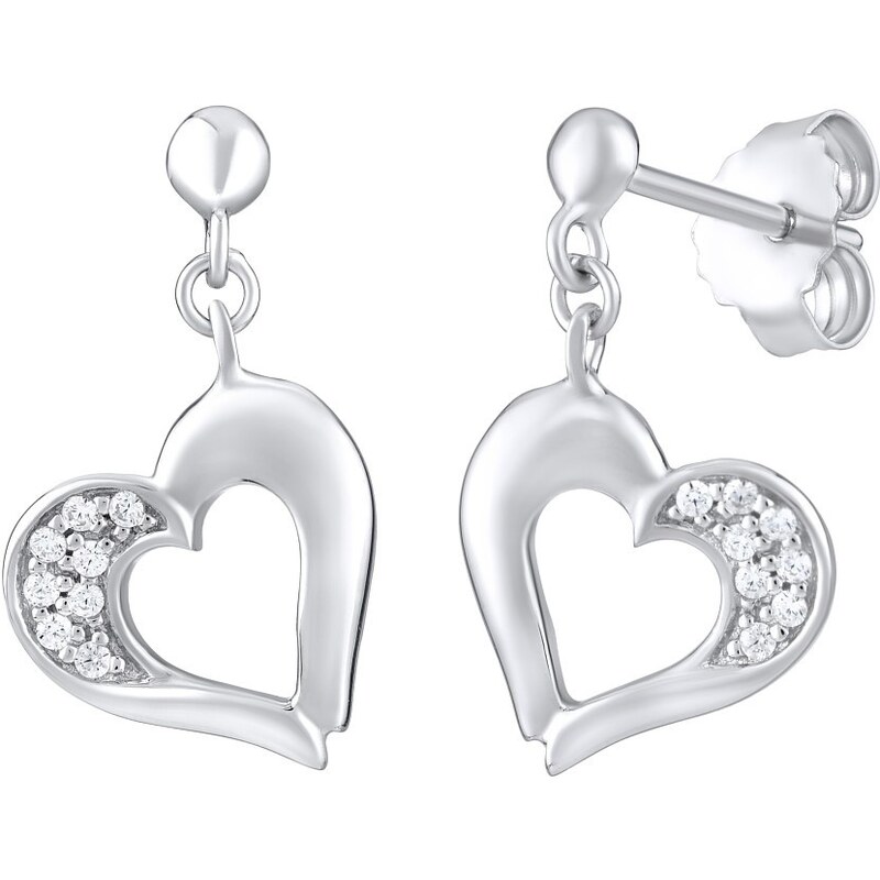 Ligot Strieborné náušnice srdiečka na puzety FW8680 46720026