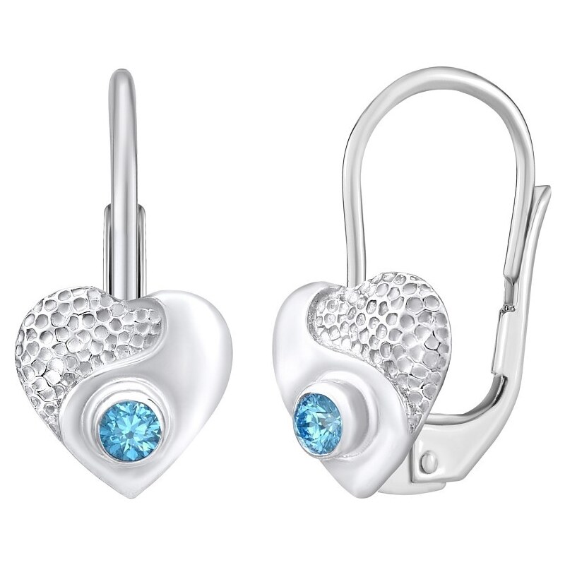 Ligot Strieborné náušnice srdce s prírodným modrým topásom Swarovski 46720053