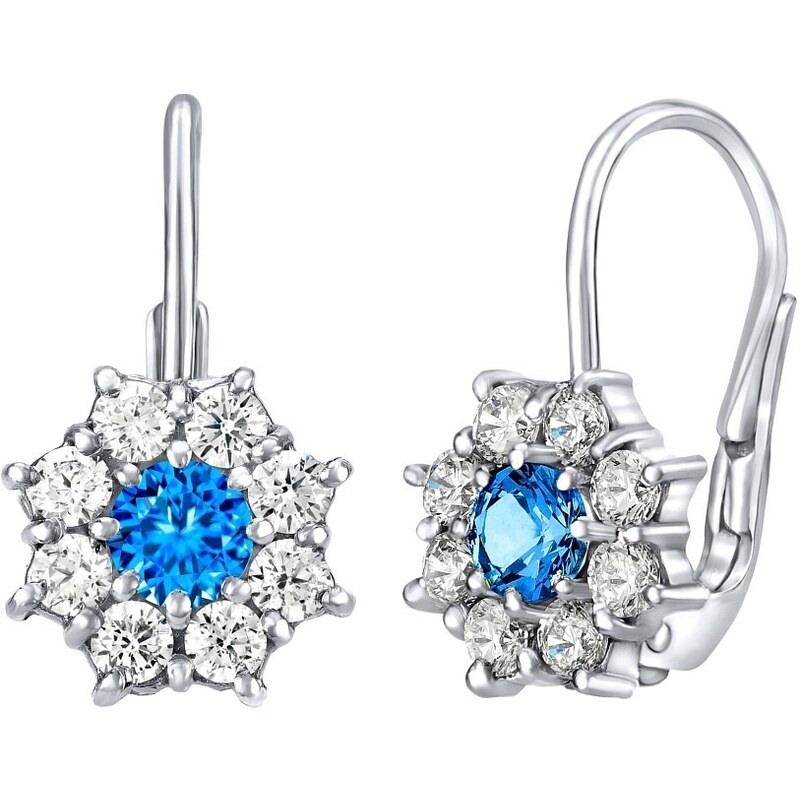 Ligot Strieborné náušnice nezábudky s modrými Swarovski zirkónmi 46720047
