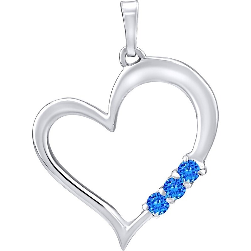 Ligot Strieborný prívesok SRDCE s modrými Swarovski Zirconia 46720061