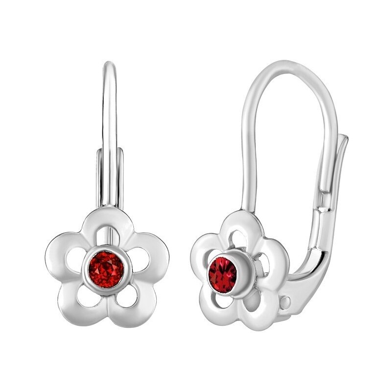 Ligot Strieborné náušnice nezábudky s prírodným červeným topásom 46720054
