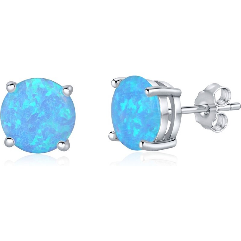 Ligot Strieborné puzetové náušnice so syntetickým svetlo modrým opálom 46720127