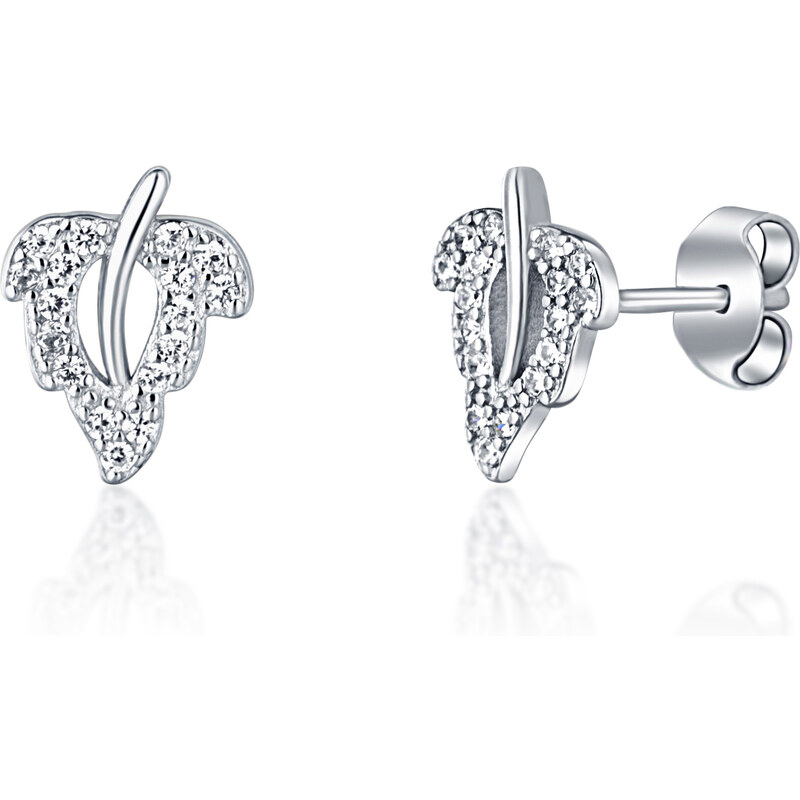 Ligot Strieborné náušnice listy so zirkónmi 46720304