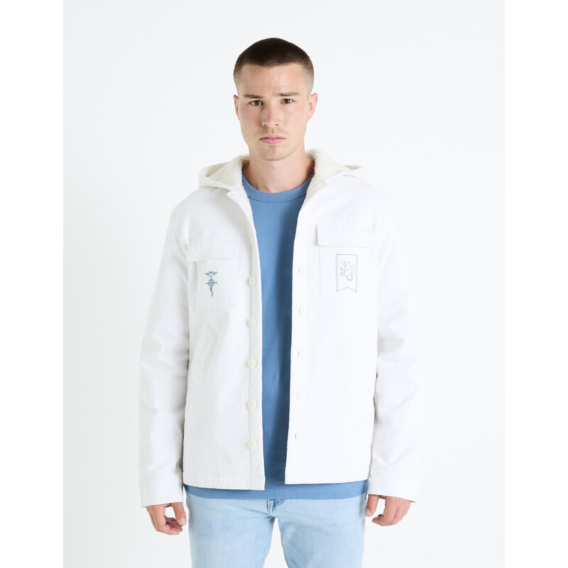Biela pánska zimná bunda s umelým kožúškom Celio Fullmetal Alchemist 50595802