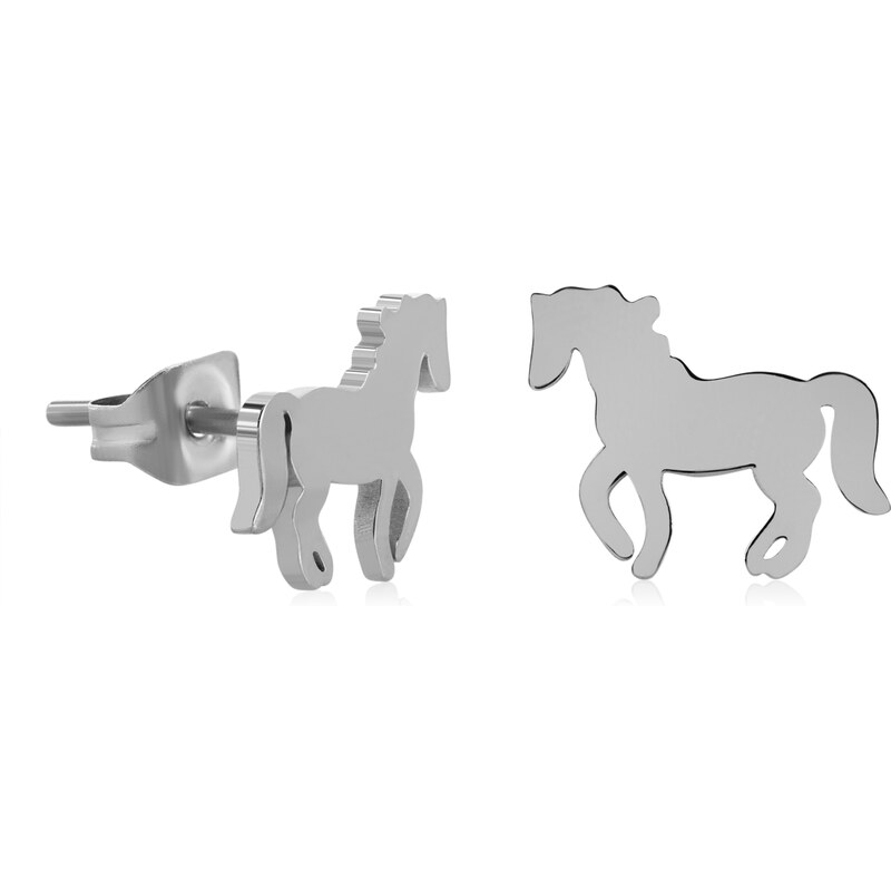 Troli Slušivé oceľové náušnice Kôň 66587843