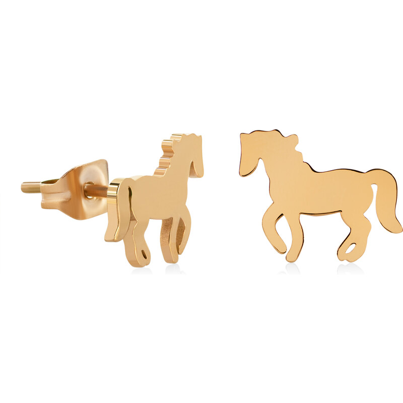 Troli Slušivé pozlátené náušnice Kôň 66583746