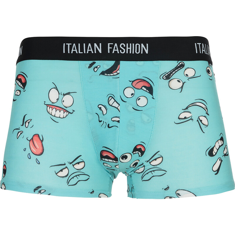 Italian Fashion Face Boys' Boxer Shorts - Green Print
