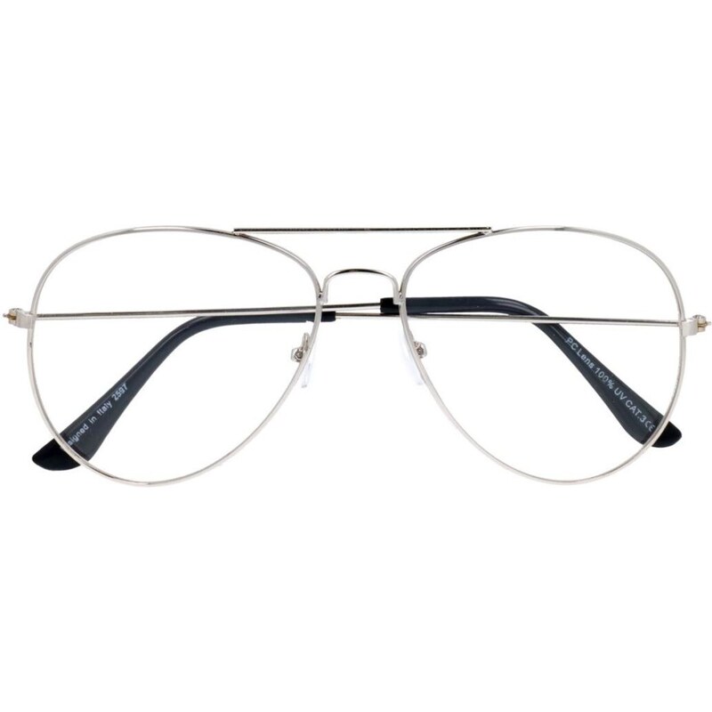 Sunmania Strieborné číre okuliare pilotky Aviator 3971668