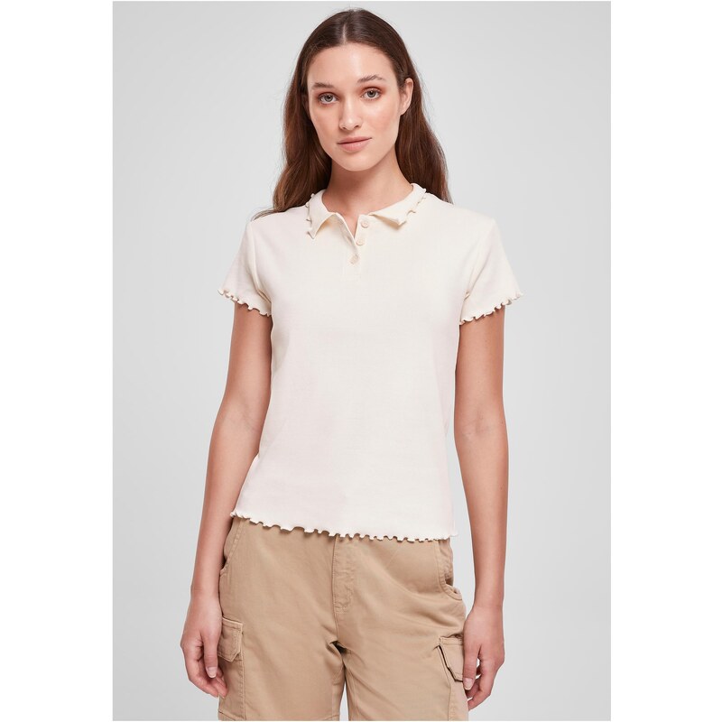 Urban Classics Womens White Sand Rib Polo T-Shirt 50676841