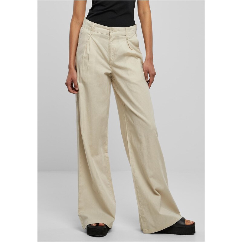 Urban Classics Womens High Canvas Mixed Wide Pants Soft Grass 50686547