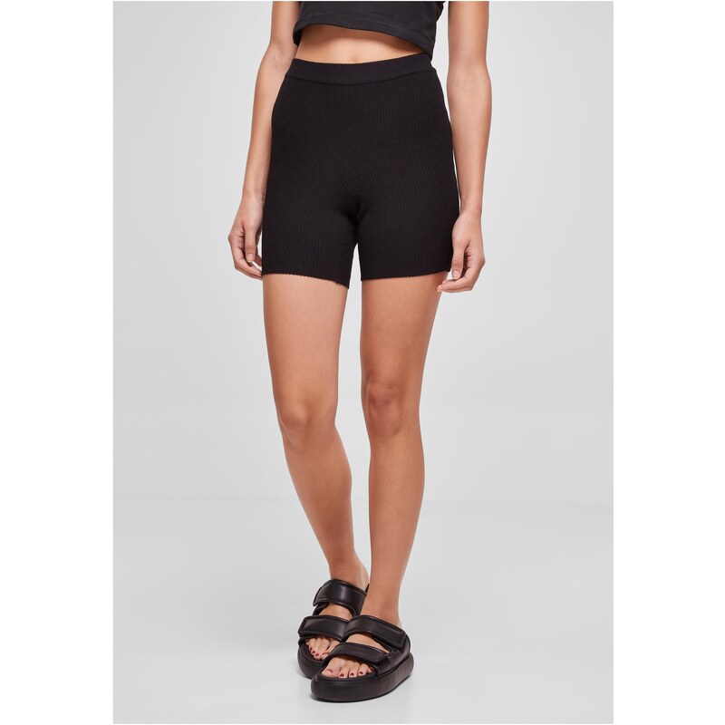 Urban Classics Womens ribbed knit shorts black 50678972