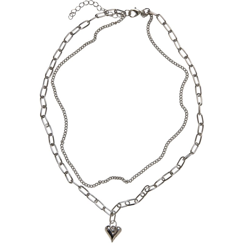 Urban Classics Heart Icon Layering Necklace - Silver Color 50680293