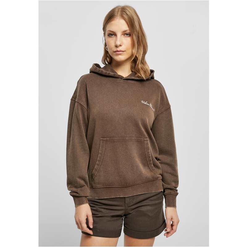 Urban Classics Womens small embroidery Terry Hoody brown 50654249