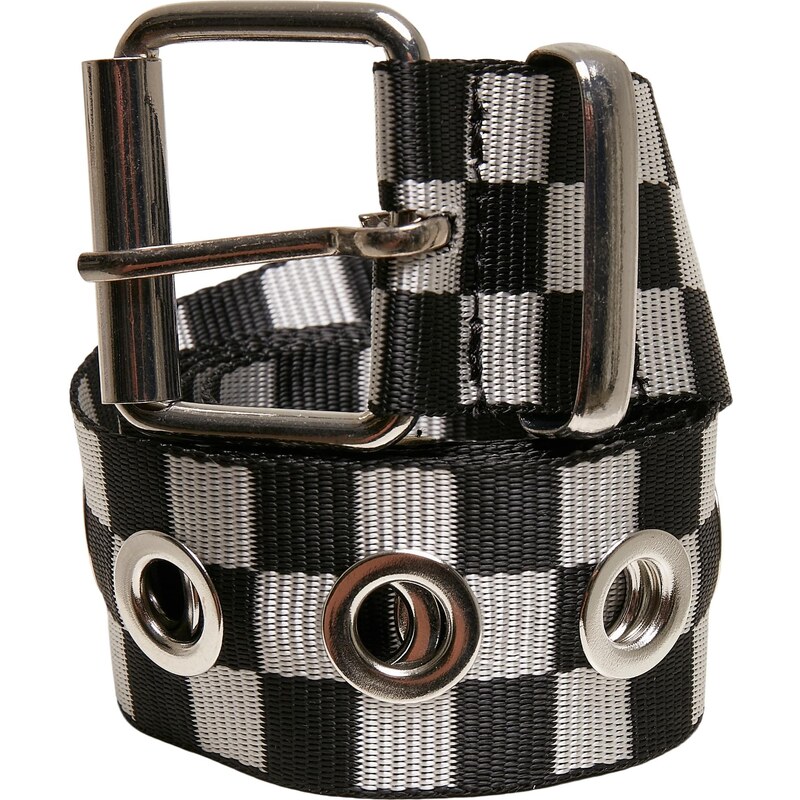 Urban Classics Plaid belt with eyelets black/white 50564331