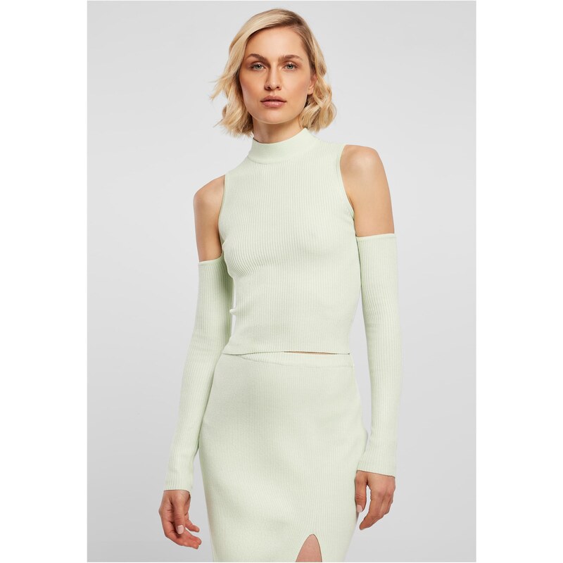 Urban Classics Ladies Rib Knit Cut Out Sleeve Longsleeve lightmint 57100122