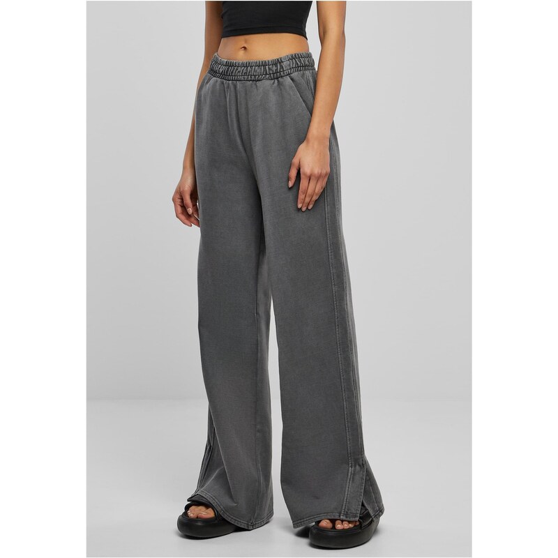 Urban Classics Womens Heavy Terry Garment Dye Slit Pants darkshadow 50648667