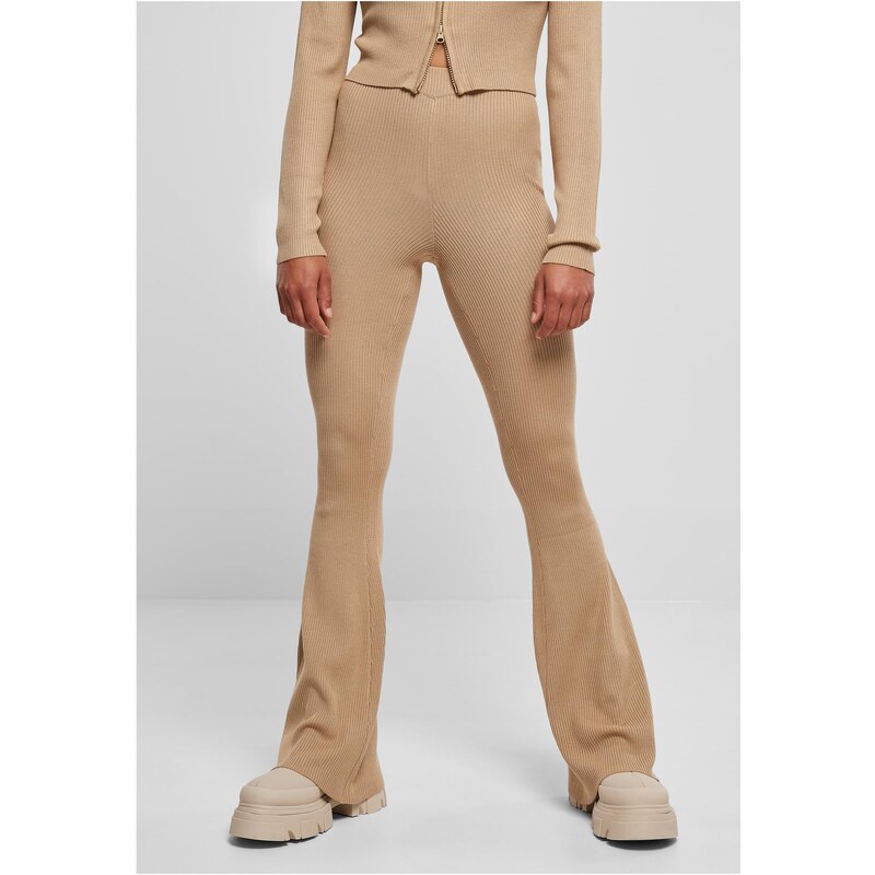 Urban Classics Womens ribbed knit leggings Bootcut unionbeige 50651898