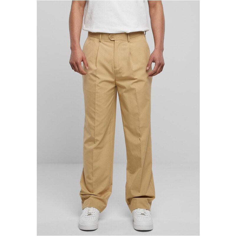 Urban Classics Straight pleated trousers in beige 50679941