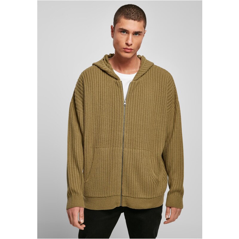 Urban Classics Mens Knitted Zip Hoody Olive 50648641