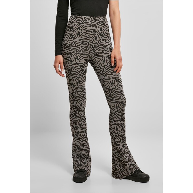 Urban Classics Womens Zebra Boot High Waist Leggings - Asphalt/Black 50643919