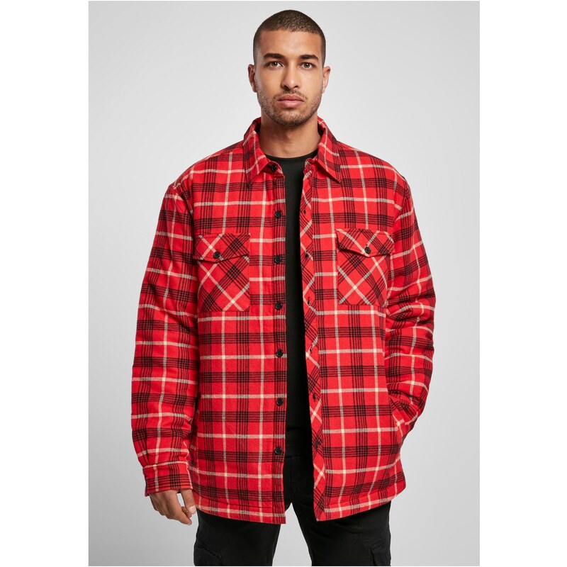 Urban Classics Plaid quilted shirt jacket red/black 50603579