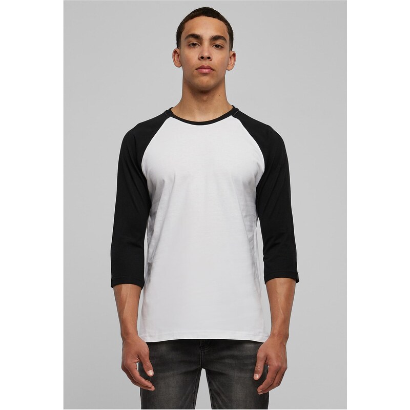 Urban Classics Contrasting raglan T-shirt with 3/4 sleeves wht/bl 50651623