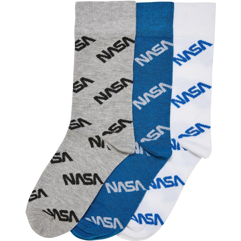 Mister Tee NASA Full-Length Kids Socks, 3 Pack, Bright Blue/Grey/White 50685593