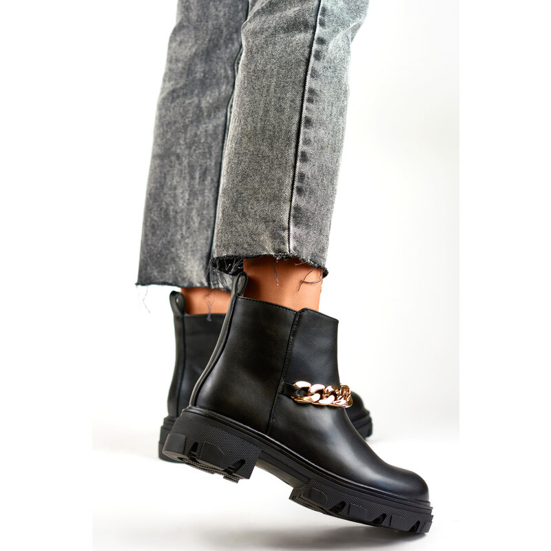 primohurt Dámske členkové čižmy s retiazkou z ekokože 58355841