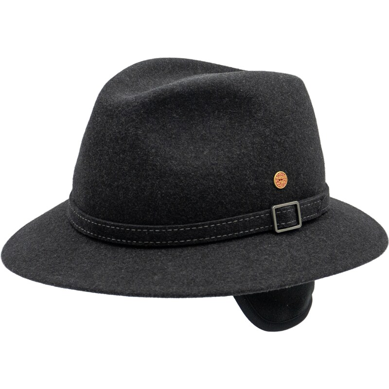 Cestovný nekrčivý vodeodolný šedý klobúk Mayser - Earflap Dale Traveller (s ušnými klapkami)