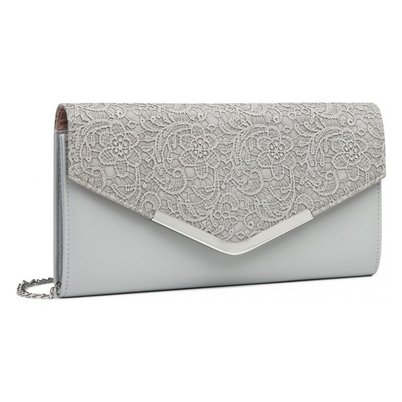 Miss Lulu Kabelka - listová, clutch s kvetinovým vzorom, šedá 65284921