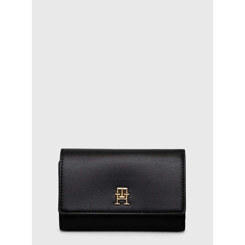 Peňaženka + kľúčenka Tommy Hilfiger dámsky, čierna farba