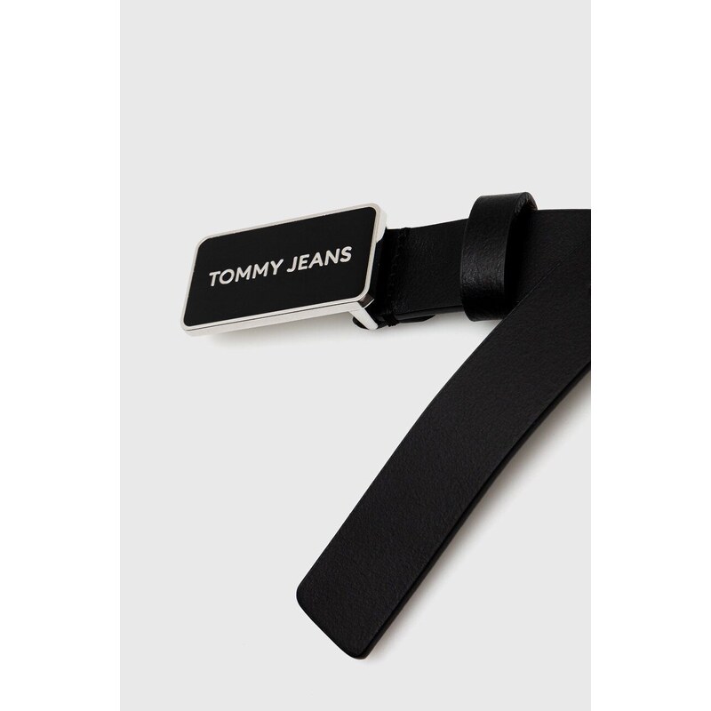 Kožený opasok Tommy Jeans dámsky,čierna farba,AW0AW15839