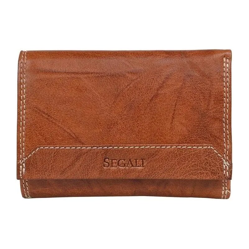 SEGALI Dámska kožená peňaženka SG-27023 Z koňak 35335648